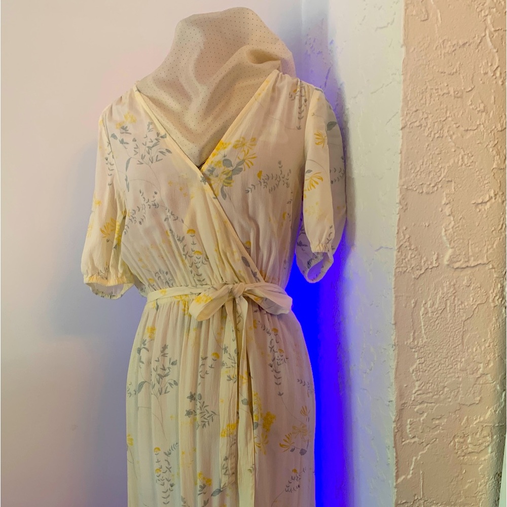 Lucky Sophie Maxi Pale Yellow Wrap Dress - Picture 2 of 7